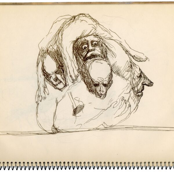 A drawing of two monkeys sitting on top of each other.